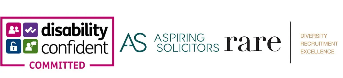 Aspiring Solicitor, Rare and Disability Confident logos