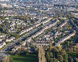 Aerial shot of housing